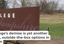 Hampshire College’s campus entrance on April 16, 2026, a few days after the school announced it is closing. Jessica Rinaldi/The Boston Globe via Getty Images